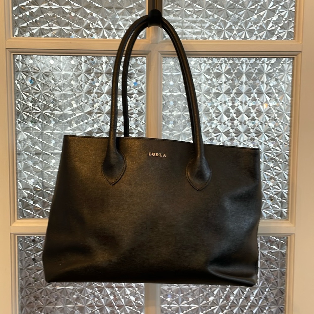 Furla Black Leather Tote Bag